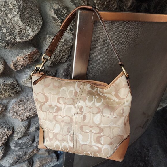 COACH Vintage D1093-F15667 Chelsea Optic C Tan/Brown Hobo Bag - Picture 8 of 16